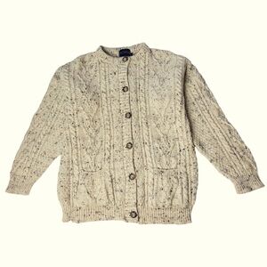 VTG Acorn 100% British Wool Aran Cable Knit Size Large Fisherman Sweater Unisex